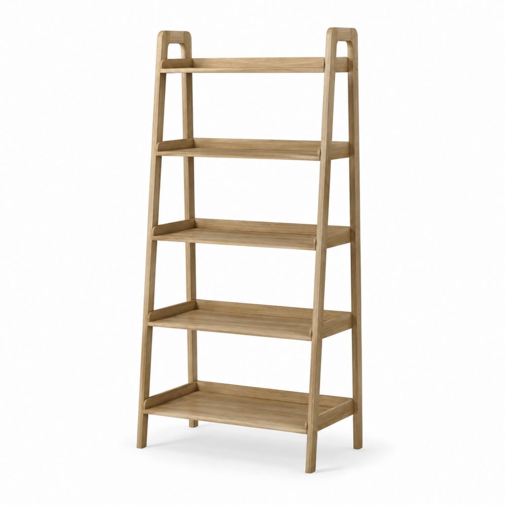 Étagère échelle sur pied en bambou naturel rectangulaire à 5 niveaux 60 x 35 x 180 cm