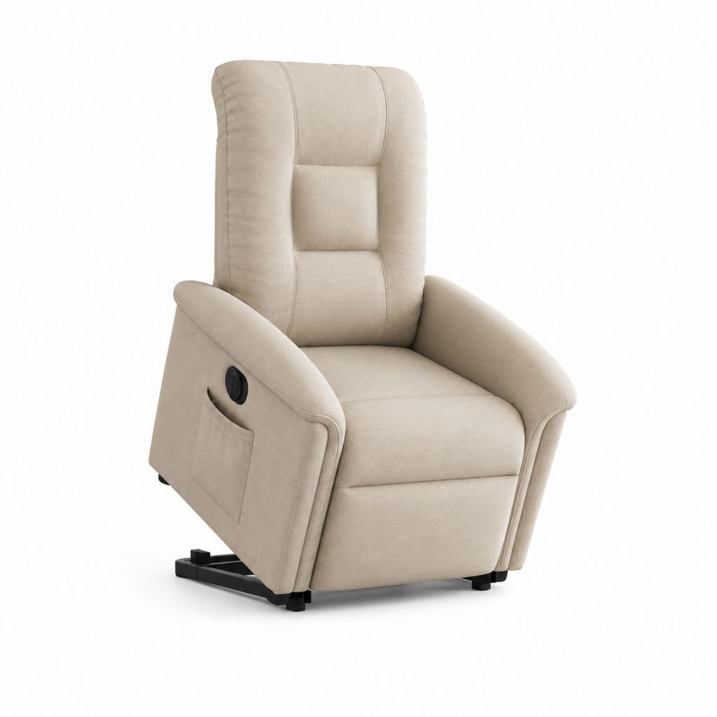 Fauteuil relax inclinable beige en polyester 78 x 88 x 103 cm avec repose-pieds