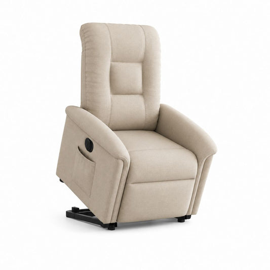 Fauteuil relax inclinable beige en polyester 78 x 88 x 103 cm avec repose-pieds