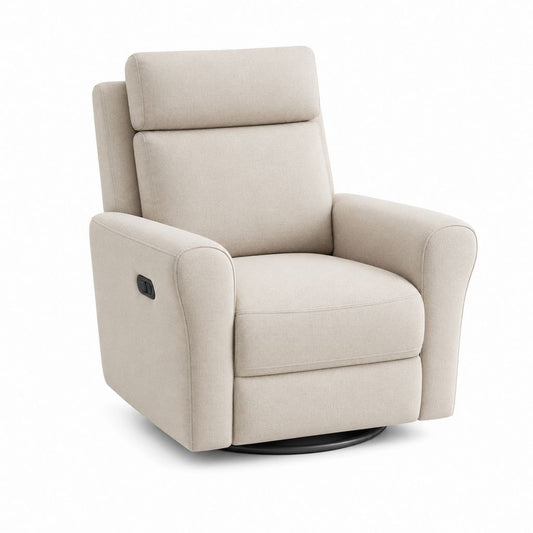 Fauteuil relax pivotant inclinable beige en polyester à dossier haut 83 x 92 x 105 cm