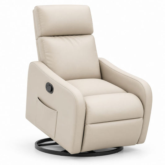 Fauteuil relax inclinable pivotant beige en cuir PU 82 x 92 x 105 cm