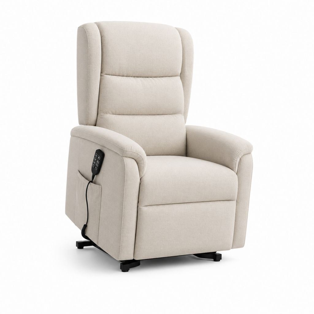 Fauteuil releveur électrique inclinable beige en polyester 78 x 90 x 105 cm