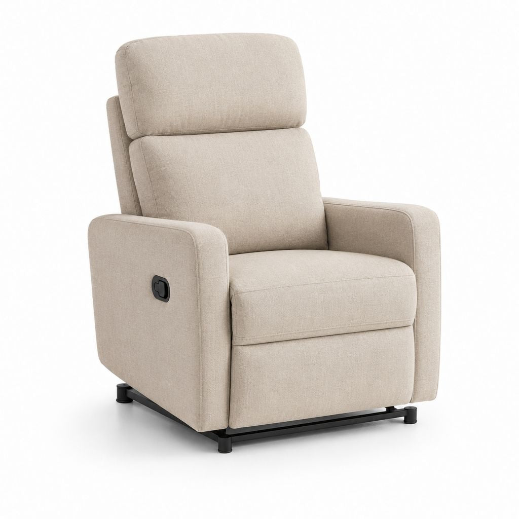 Fauteuil relax inclinable manuel beige en polyester 84 x 93 x 102 cm