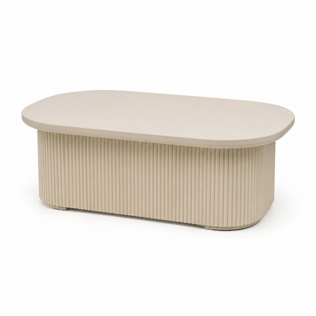 Table basse ovale beige en MDF 110 x 60 x 40 cm