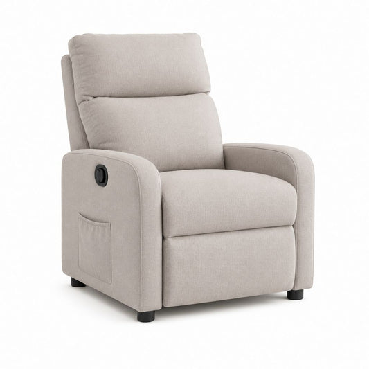 Fauteuil relax inclinable manuel beige en polyester 84 x 92 x 102 cm